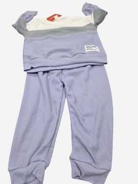 PatPat Lavender Gray White Waffle-Knit Kids Matching Set